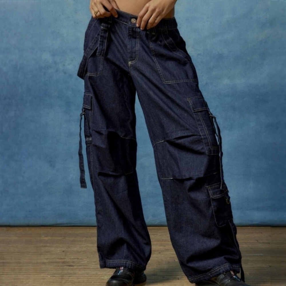 New BDG x Dollskill Strappy Balloon Baggy Cargo Jeans